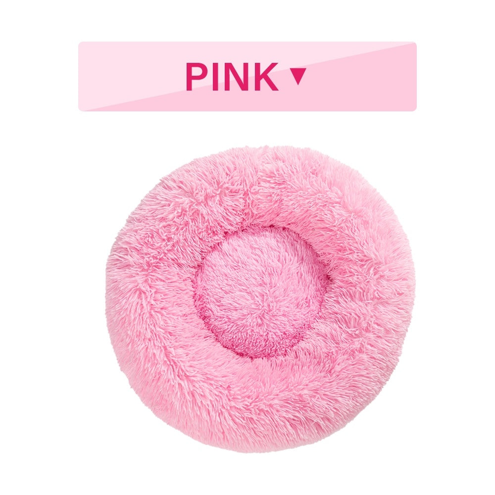 Fluffy Donut Dog Bed Warm Soft Long Plush Pet Cushion Doghouse Cat Bed Washable Pet Sofa Mat Calming Samll Large Dog Beds