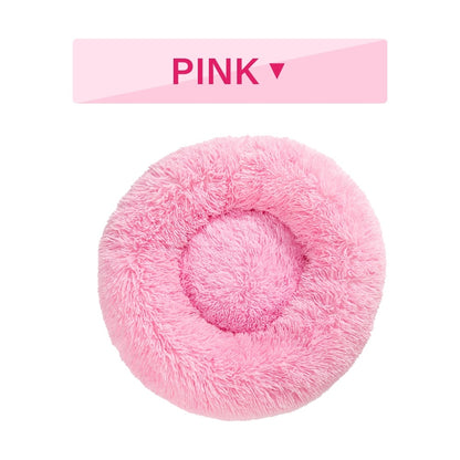 Fluffy Donut Dog Bed Warm Soft Long Plush Pet Cushion Doghouse Cat Bed Washable Pet Sofa Mat Calming Samll Large Dog Beds