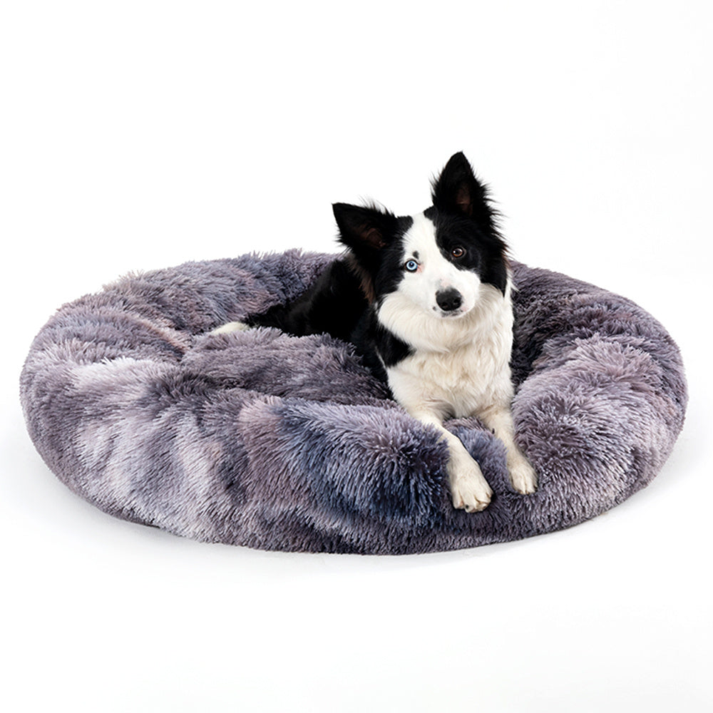 Fluffy Donut Dog Bed Warm Soft Long Plush Pet Cushion Doghouse Cat Bed Washable Pet Sofa Mat Calming Samll Large Dog Beds