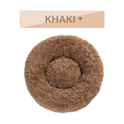 Fluffy Donut Dog Bed Warm Soft Long Plush Pet Cushion Doghouse Cat Bed Washable Pet Sofa Mat Calming Samll Large Dog Beds