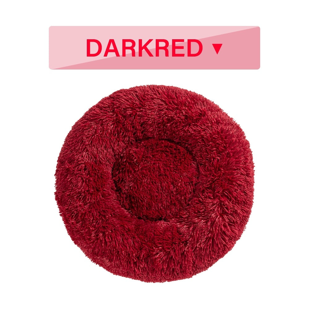 Fluffy Donut Dog Bed Warm Soft Long Plush Pet Cushion Doghouse Cat Bed Washable Pet Sofa Mat Calming Samll Large Dog Beds