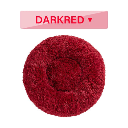 Fluffy Donut Dog Bed Warm Soft Long Plush Pet Cushion Doghouse Cat Bed Washable Pet Sofa Mat Calming Samll Large Dog Beds