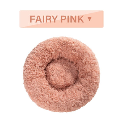 Fluffy Donut Dog Bed Warm Soft Long Plush Pet Cushion Doghouse Cat Bed Washable Pet Sofa Mat Calming Samll Large Dog Beds